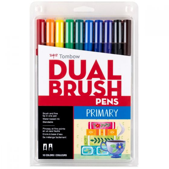  Tombow 56185 Dual Brush Pen Art Markers, Bright, 10