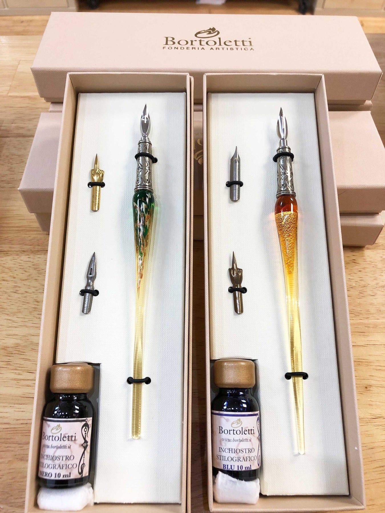 Murano Glass Dipping Pen With Ribbon and Gold Leaf (Base included)