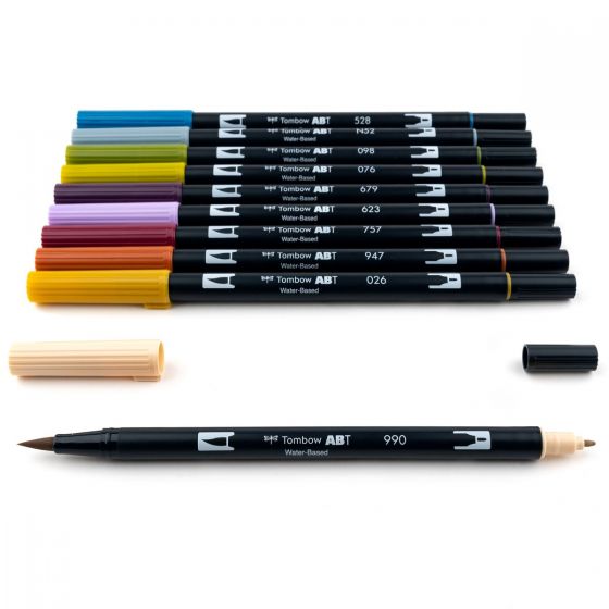 Tombow Dual Brush Pen Art Markers, Muted, 10-Pack – East
